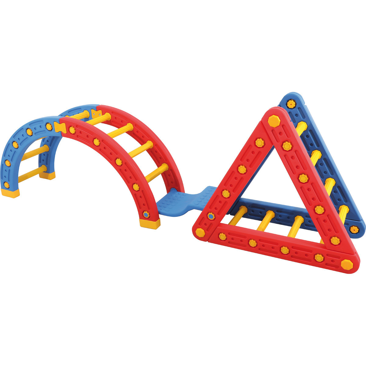 Konstruktionsspielzeug, Bausteine, Armbandbrücke, Roter Rahmen, Gelbe Stäbe