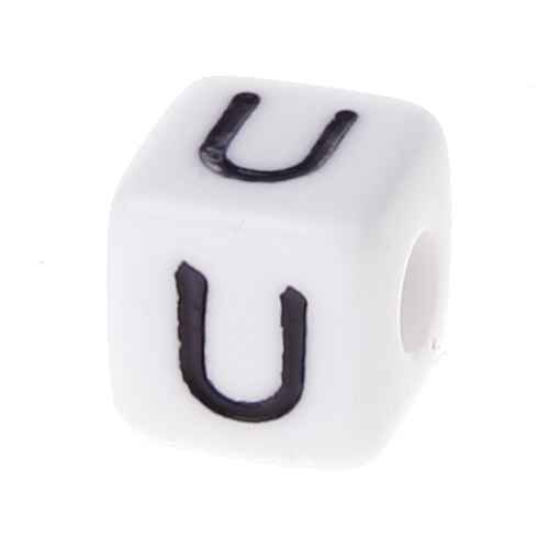 Plastic letter cube 10x10mm white/black - 10 pcs U 300 in stock 