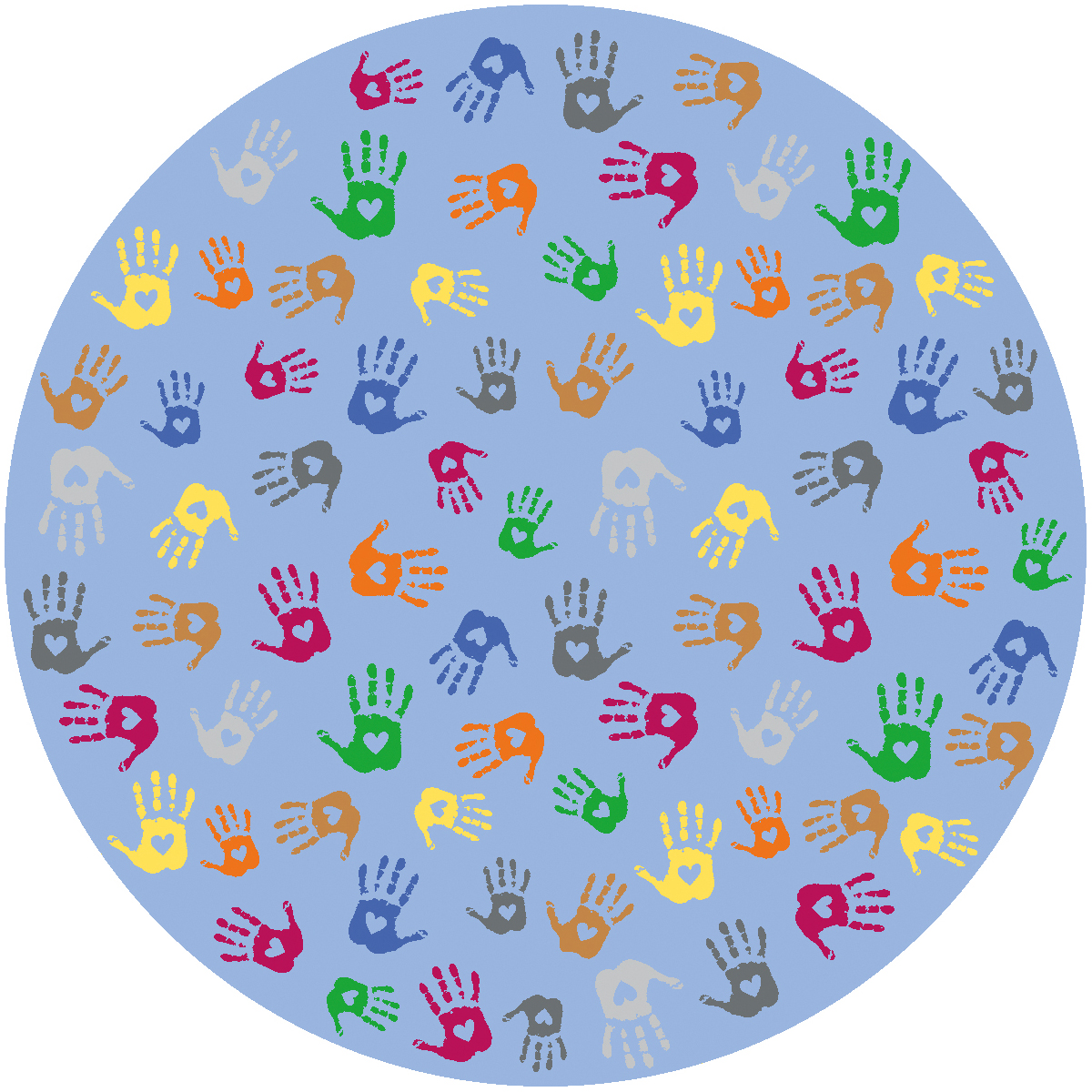 Handabdruck, Mehrfarbig, Muster, Rund, Kreis