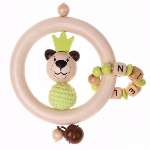 Handicraft set grasping toy bear with crown green