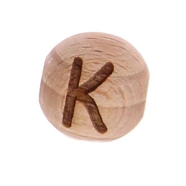 Letter beads 12mm with laser engraving - drilled horizontally K 53 in stock 