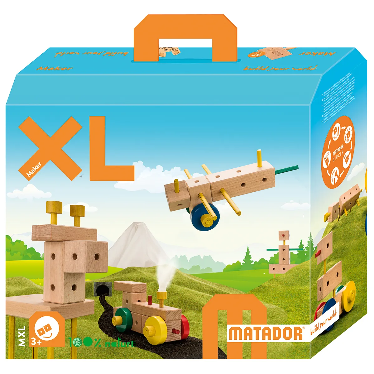 Holzspielzeug, Baukasten, XL, Naturholz, Konstruktionsset, Holzbausteine, Kugelbahn, Bausteine, Spielzeug, Konstruktionsspielzeug