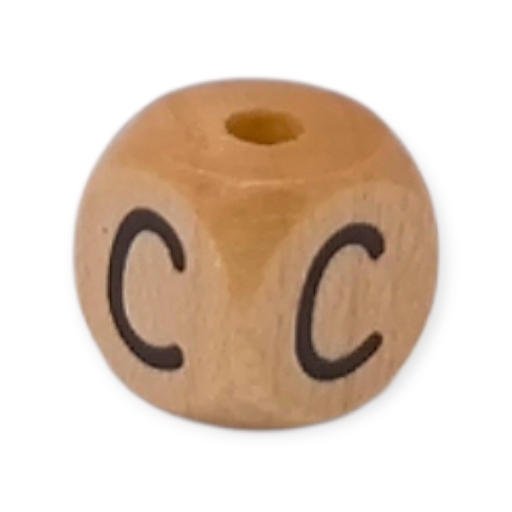 Letter beads letter cube wood embossed 10mm C 245 in stock 