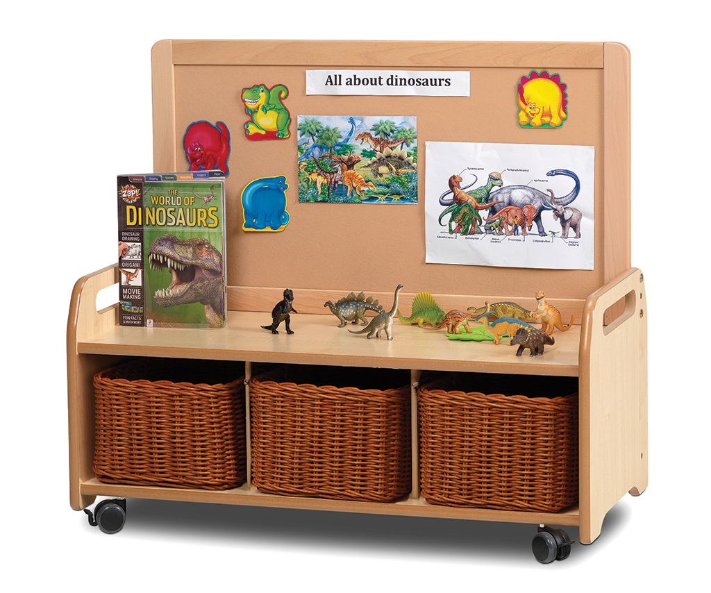 Kinderwerkbank, Dinosaure Spielzeug, Korbenschublade, Wagenrollen, Kinderzimmermöbel, Kinderwerkbank, Dinosaurs Spielzeug, Dinosaurierfiguren, Wandtafel, Aufbewahrungskorb