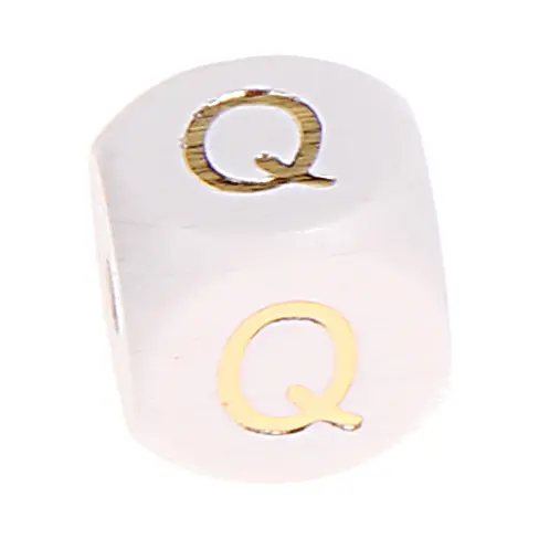 Buchstabenperlen weiss-gold 10mm x 10mm Q 174 auf Lager