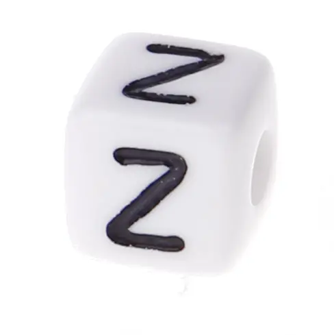 Plastic letter cube 10x10mm white/black - 10 pcs Z 318 in stock 