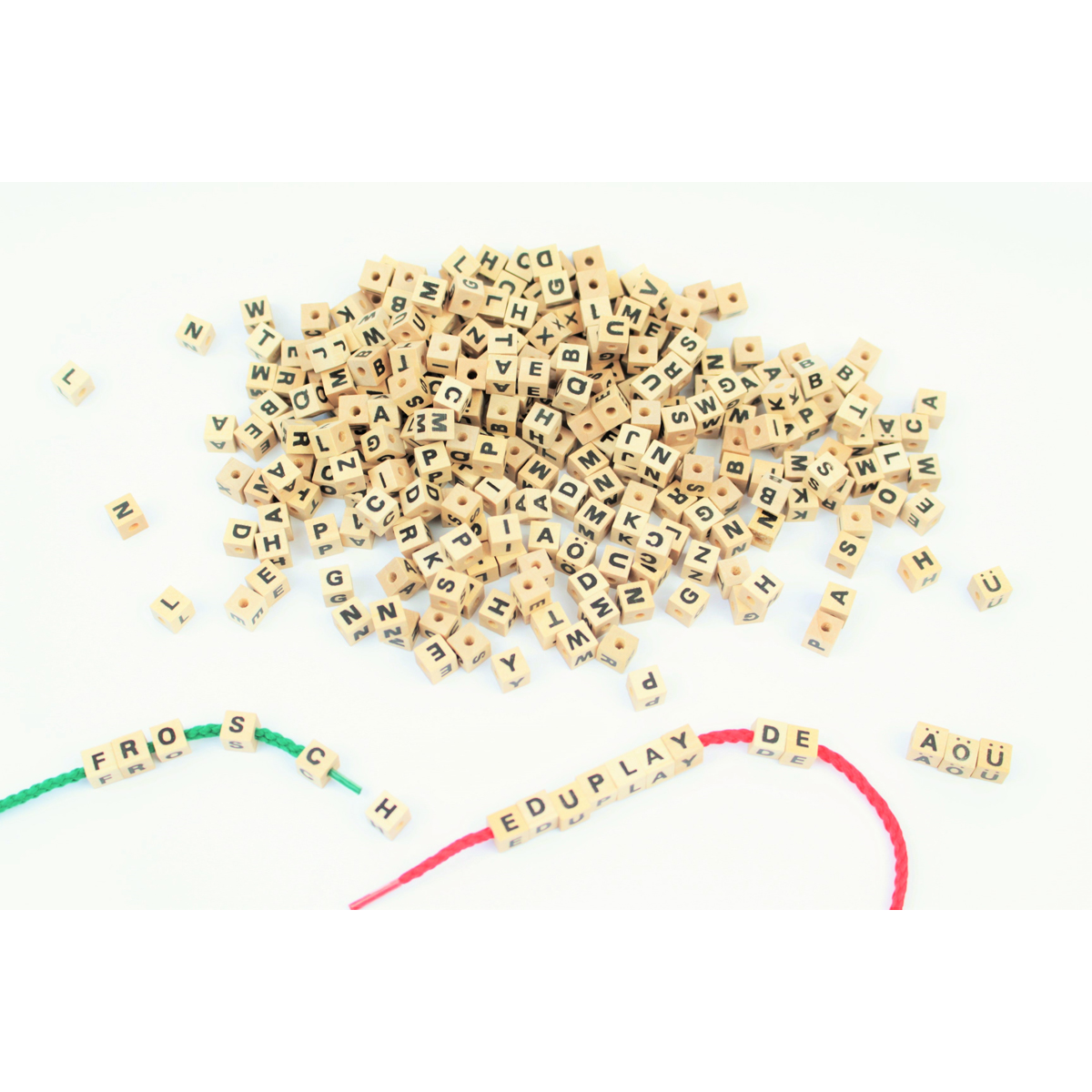 Alphabetperlen, Holzperlen, Buchstabenperlen, Bildungsspiel, Perlenkette
