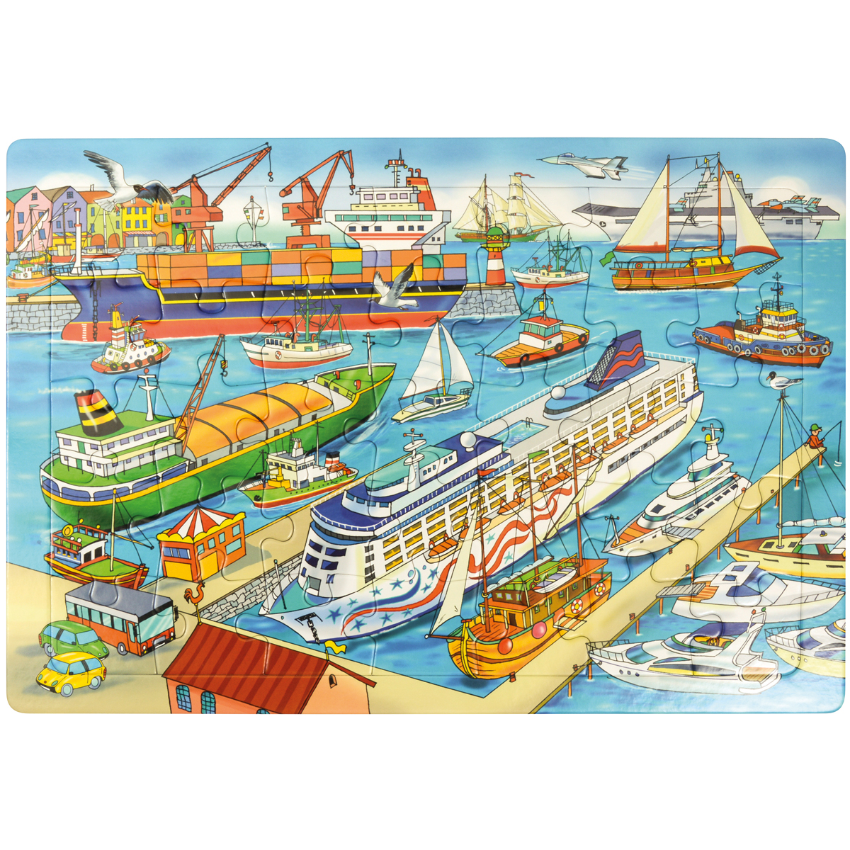 Puzzle, Kinder, Schiff, Hafen, Boot, Boots, Schiffe, Hafen, Yacht, Segelboote