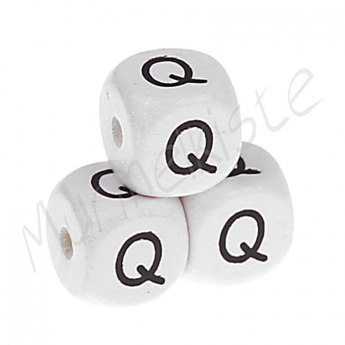 Buchstabenperlen weiß 10x10mm geprägt Q 1135 auf Lager