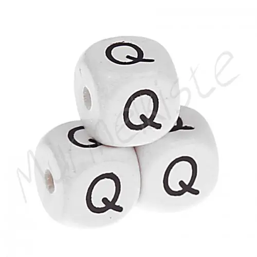 Buchstabenperlen weiß 10x10mm geprägt Q 1160 auf Lager