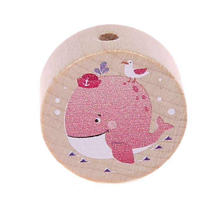 Whale motif bead disc pink 8 in stock 