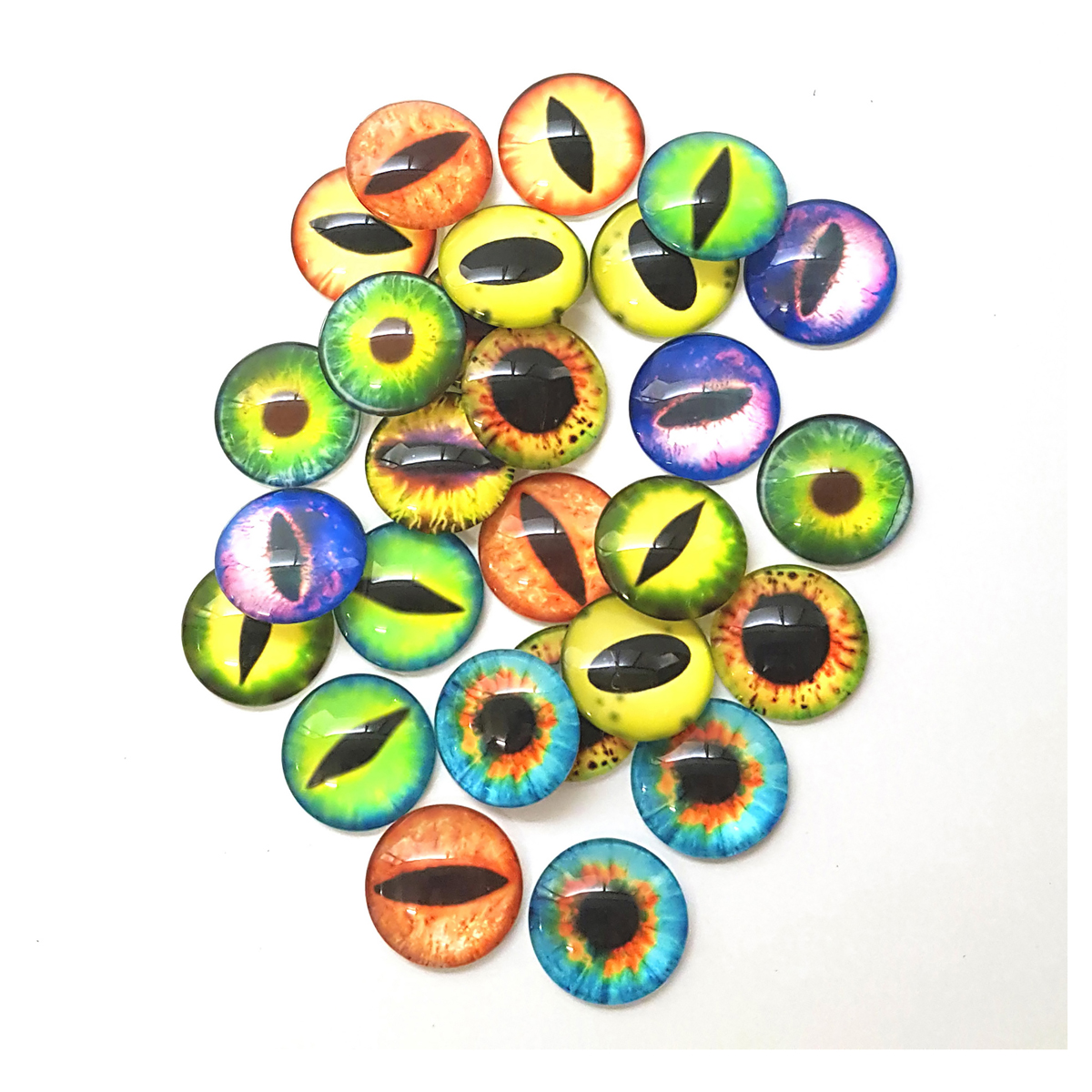 eye beads, googly eyes, mehrfarbig, runde perlen, gemusterte augen, auge, glas(pearl), bunt, runder knop, bunte augen