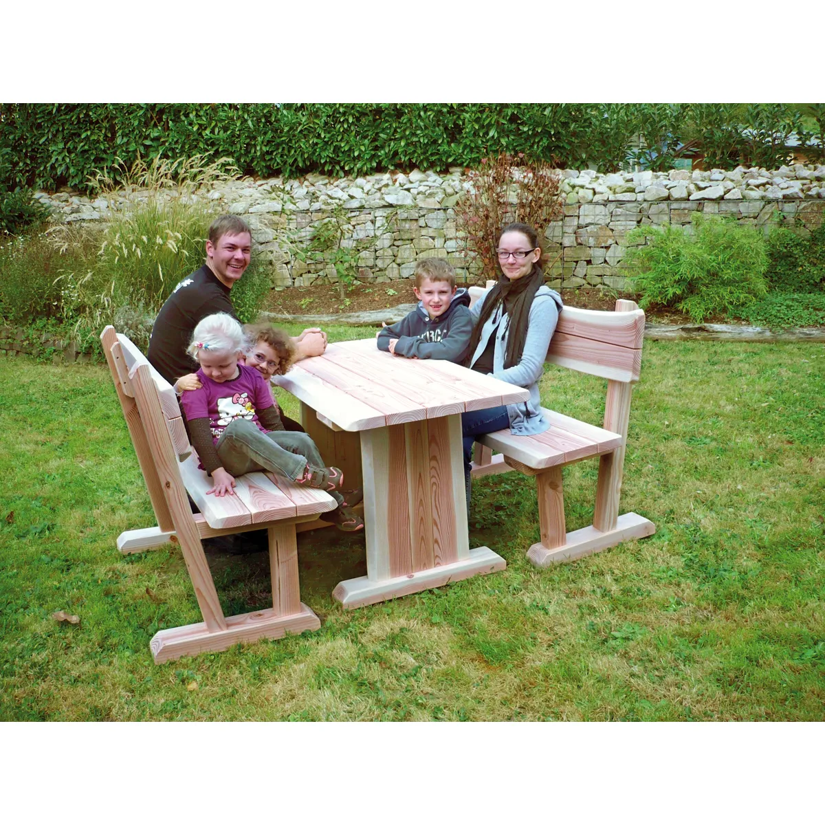 Holzbank, Sitzgruppe, Gartenstuhl, Holz Tisch, Outdoor-Möbel, Holzstuhlset, Gartenmöbel, Holztisch, Holzbank, Familiengarten