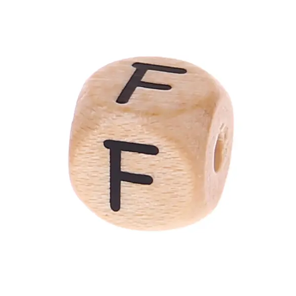 Letter beads letter cube wood embossed 10mm F 647 in stock 