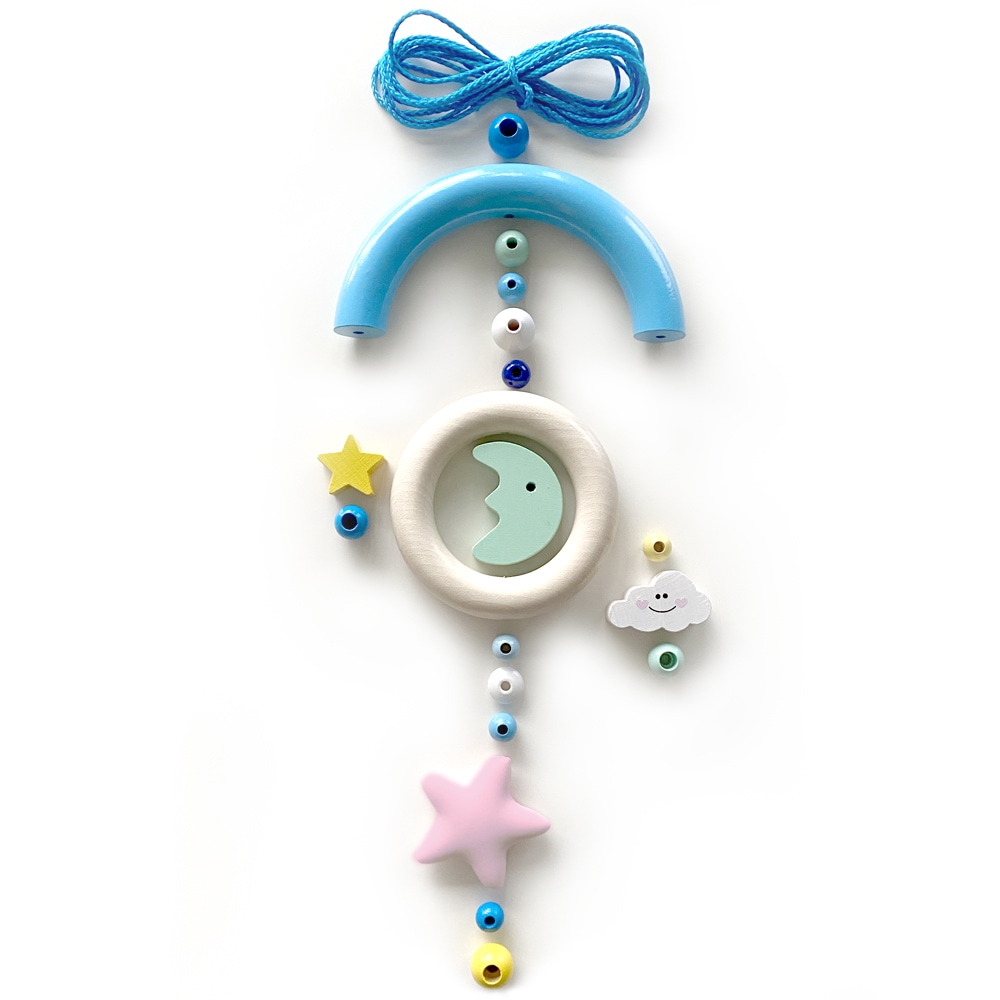 Bastelset Baby Mobile, Mond und Sterne Blau