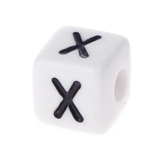 Buchstabenwürfel Kunststoff 10x10mm weiß/schwarz • 10 Stk X 310 auf Lager