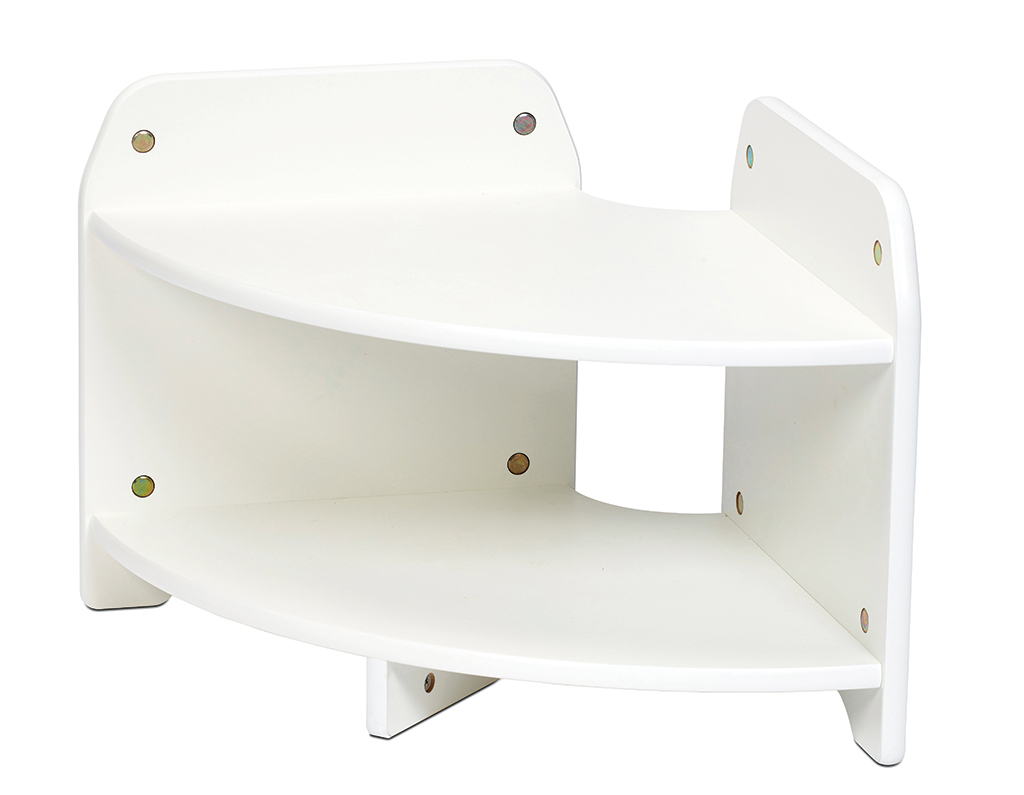 Regal, Eckablage, Weißes Regal, Kinderregal, Eckregal, Kinderregal, Eckregal, weiß, Holz, 2-stufig