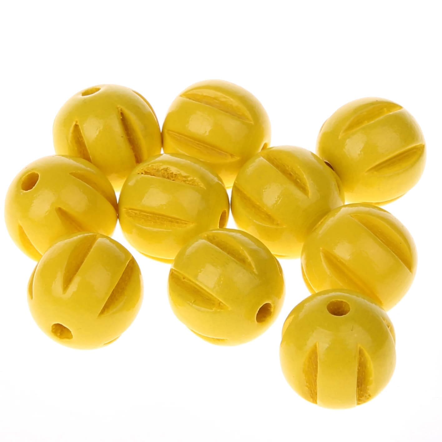 Longitudinal grooved beads 14mm - 10 pieces yellow 58 in stock 