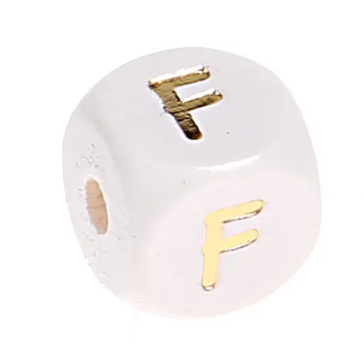 Buchstabenperlen weiss-gold 10mm x 10mm F 301 auf Lager