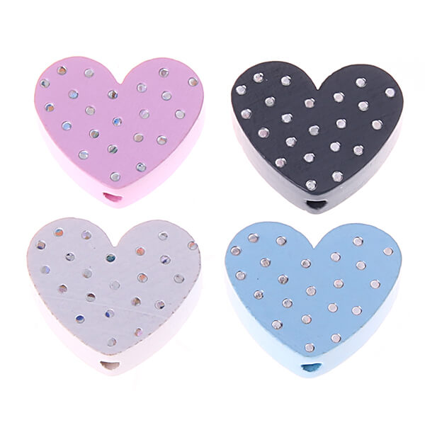 Heart motif bead with glitter dots