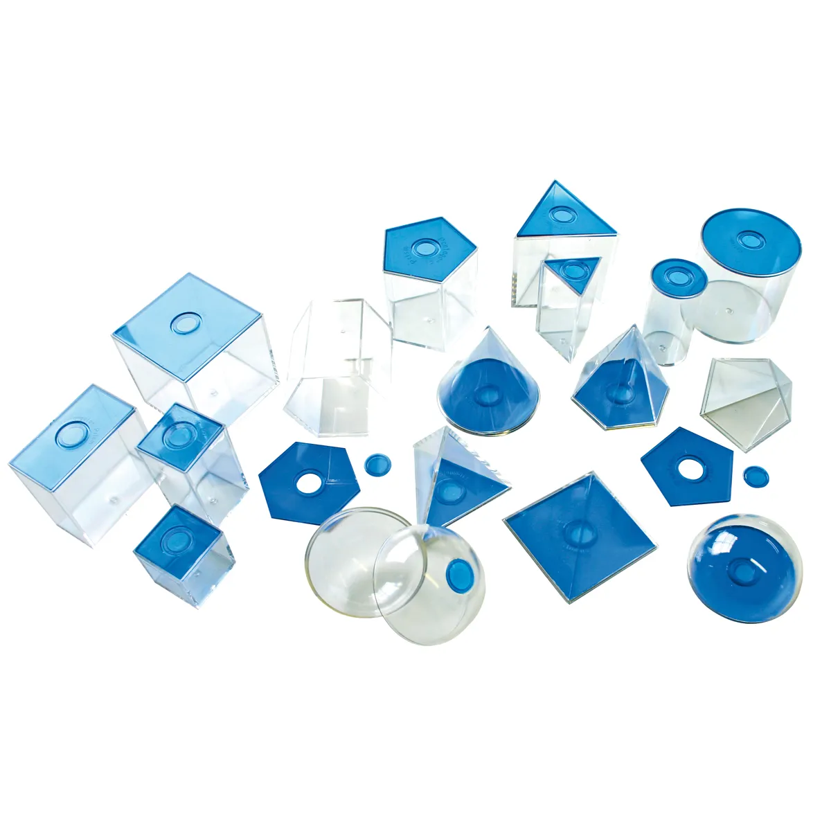 silicone shapes, blaue blokke, geometrische kralen, transparente Würfel, blaue Pyramiden, Geometrische Formen, Acrylblocke, Blaue Akzente, Transparenter Kunststoff, Würfel-Symbole