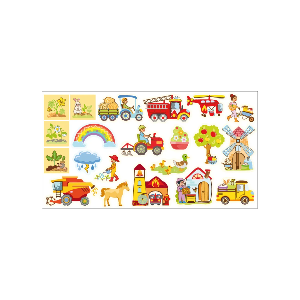 Spielzeug, Bauernhof, Figuren, LKW, Windmühle, Spielzeug, Bauernhof, Laster, Windmühle, Regenbogen