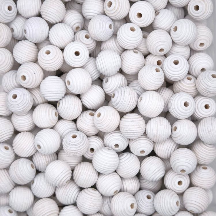 Rillenperlen 18mm • 10 Stück weiß 235 auf Lager
