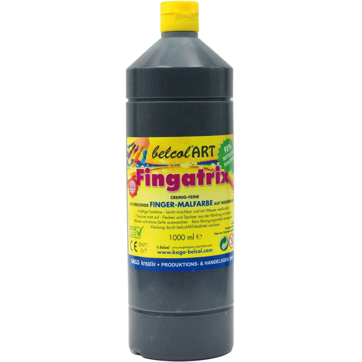 Fingerfarben, Kunstfarbe, Malfarbe, Flüssigfarbe, 1000 ml, Fingertint, Fingerfarbe, Malfarbe, Kleidungspflege, Flasche 1000 ml