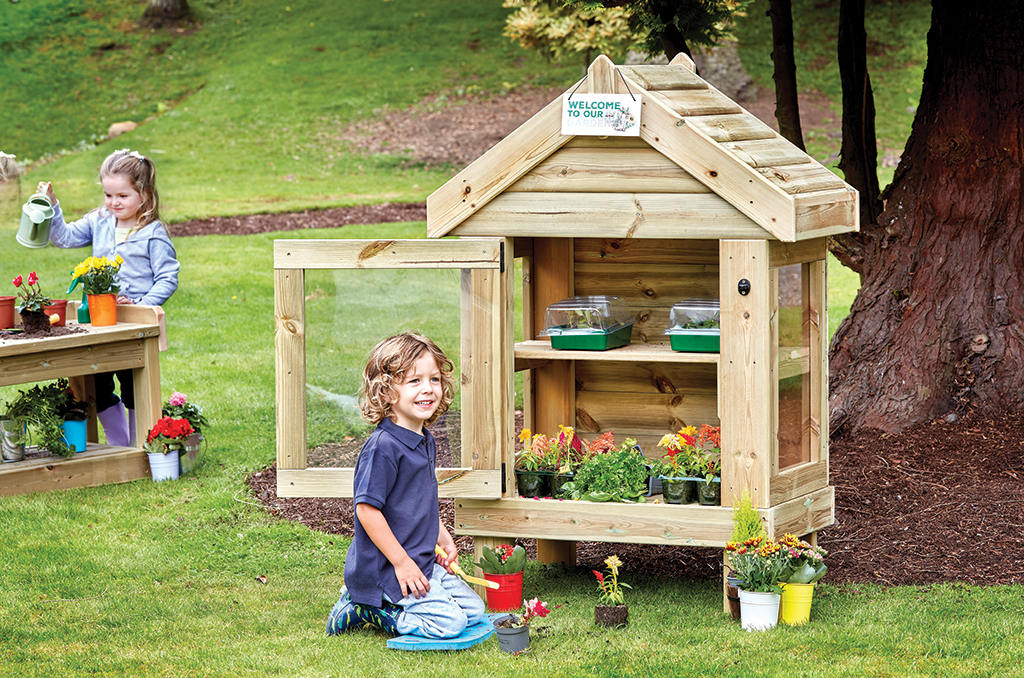 Kleinstpflanzkasten, Holzspielhaus, Gartenspiel, Blumenbeet, Kinderpielzeug, kindergarten, spielhaus, holz, garten, pflanzen