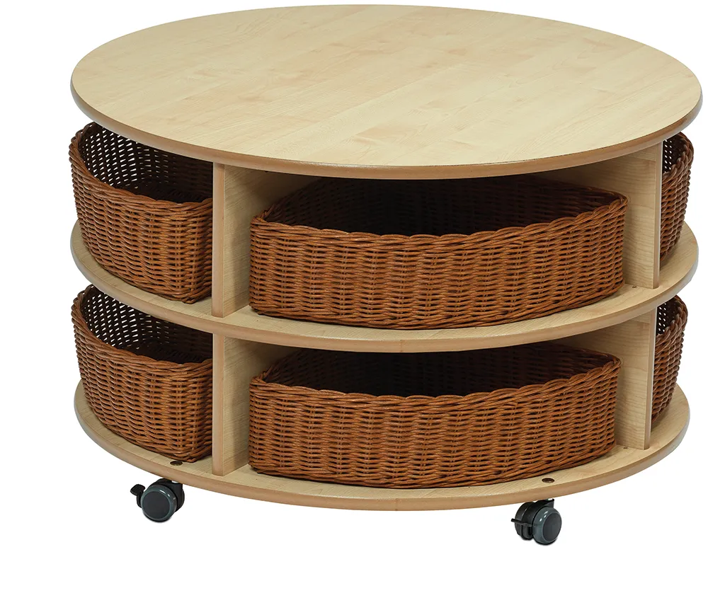rattan, eckwertisch, aufbewahrung, rollen, körbe, rattan, Aufbewahrungskorb, Korbkomponenten, Runde Tischplatte, Rollbare Aufbewahrung, Rattan, Schrank, Körbe, runder Tisch, rollen