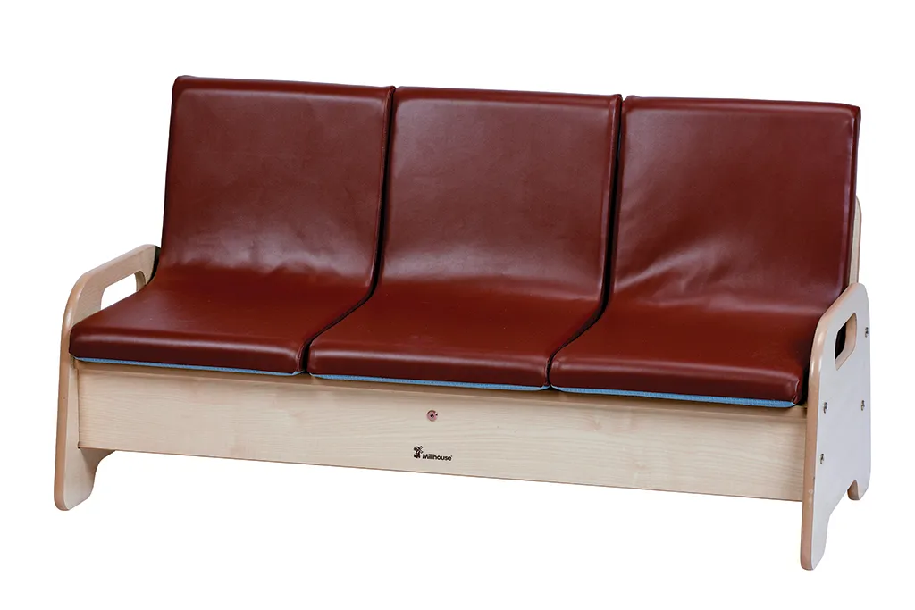 Sofa, Dreisitzer, Lederbezug, Holzrahmen, Sitzbank, Koffersofa, Sitzbank, Leder, Rot, Holzrahmen
