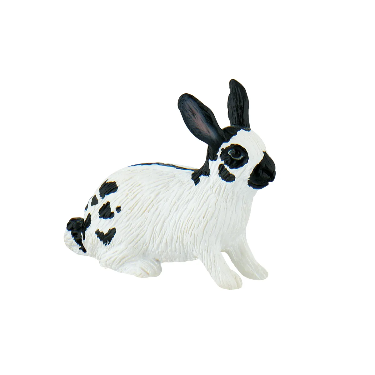 Kaninchenspielzeug?, Hase, Figur','Kunststoff?, Kaninchen, Weiß, Schwarze Flecken, Figur, Kleine Skulptur