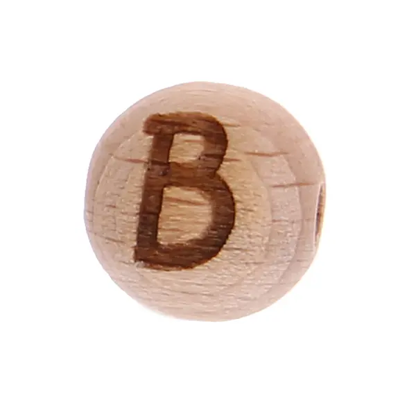 Letter beads 12mm with laser engraving - drilled horizontally B 97 in stock 