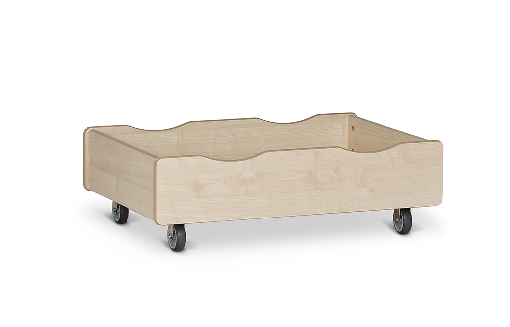 Kinderbett, Rollbett, Holz, Kiefer, Räder, Kinderbett, Holzkorb, Rollenbett, Naturholz, Wellenkante