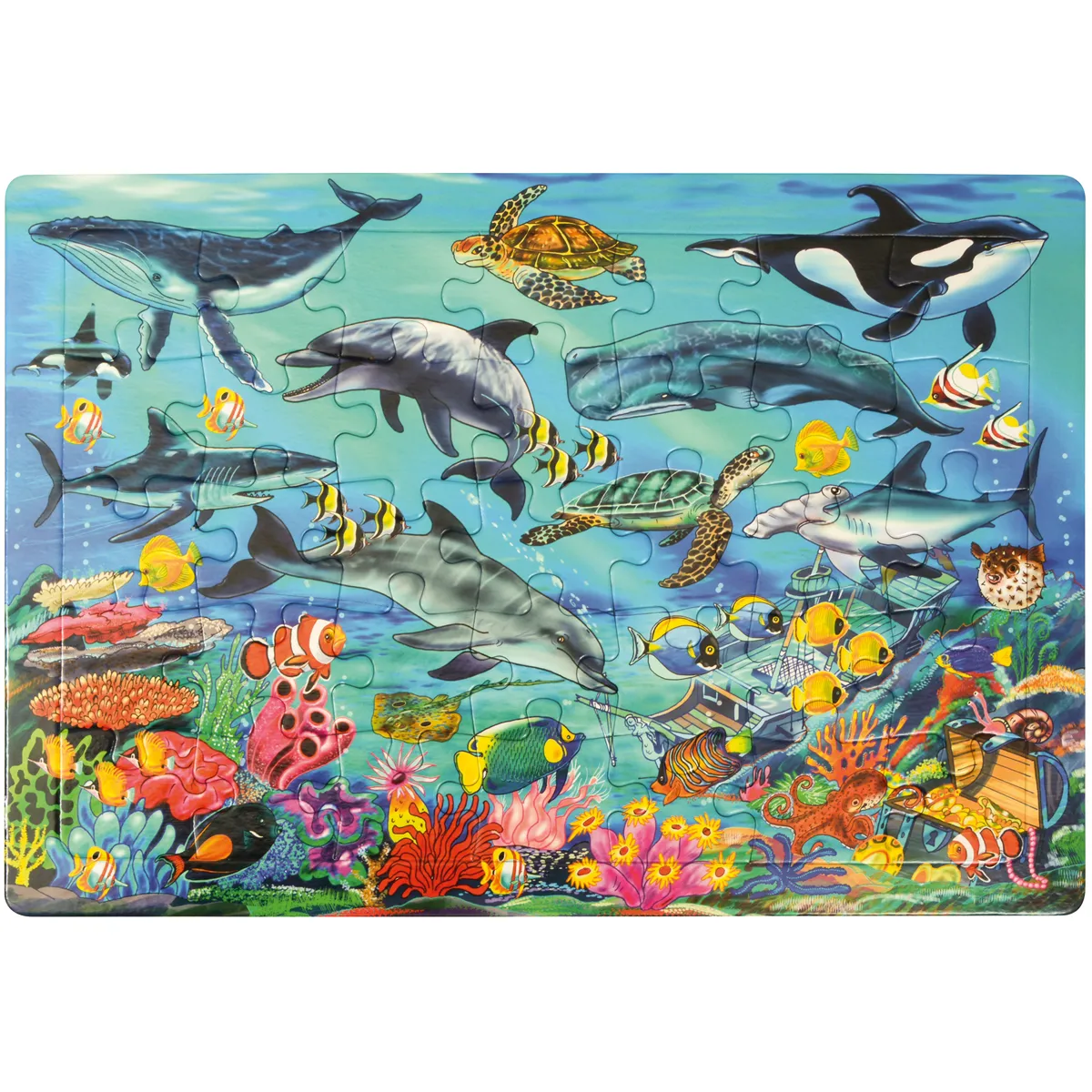 Puzzle, Unterwasser-Szene, Meereslebewesen, Seetier, Delfine, Puzzle, Unterwasser, Delfine, Schildkröten, Meerestiere