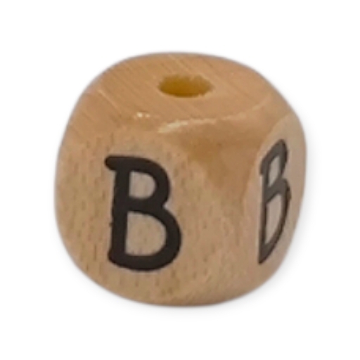 Letter beads letter cube wood embossed 10mm B 245 in stock 