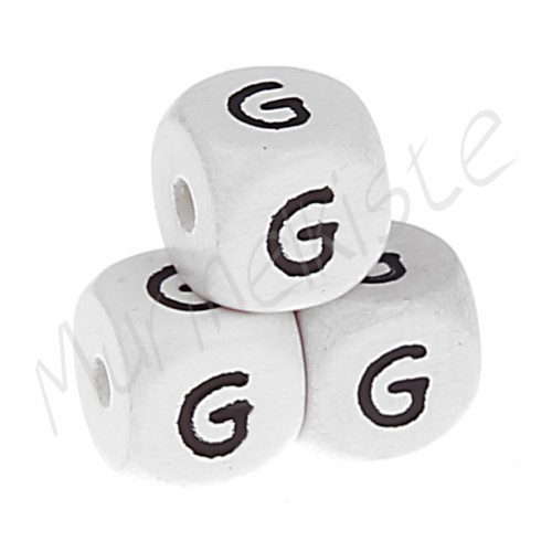 Buchstabenperlen weiß 10x10mm geprägt G 366 auf Lager