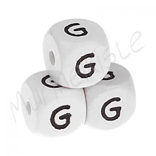 Buchstabenperlen weiß 10x10mm geprägt G 400 auf Lager