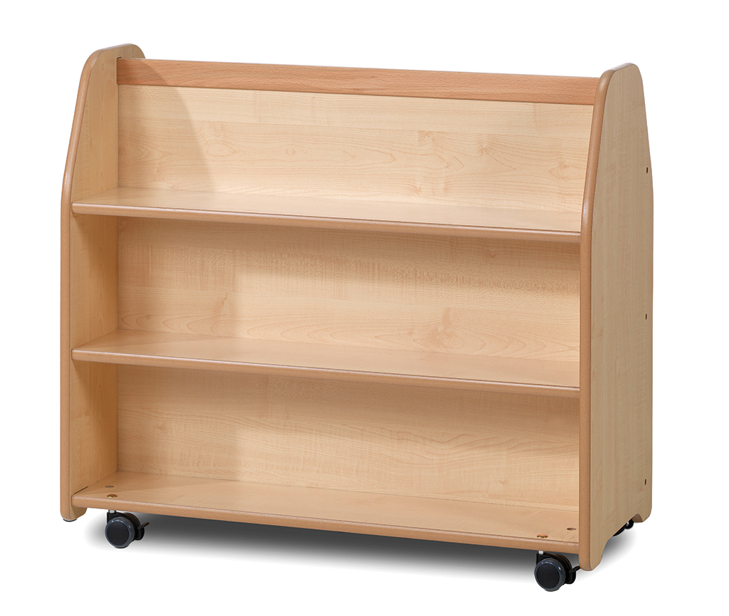 Regal, Holz, Kiefer, rollbar, rollen, Bücherregal, Holzregal, Rollregal, 3 Ebenen, Lagerregal, Holzregal, Bücherregal, 3 Ablagen, rollen, mobiles Regal
