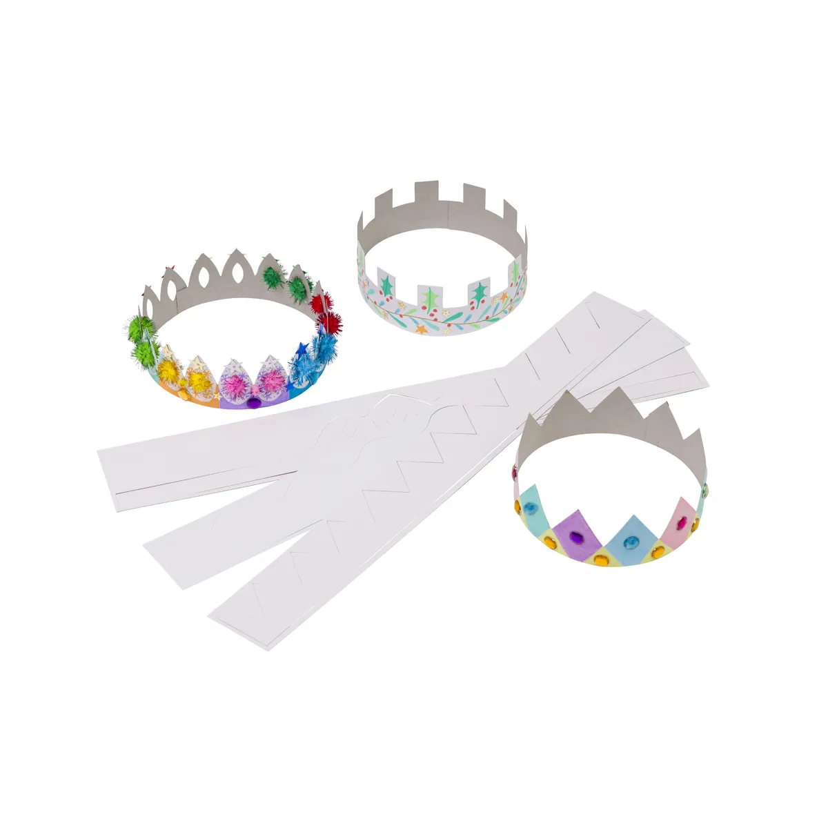 papierkronen, kinderkrone, bunt, fächer, band/ziertextil, tiara, Krone, Papierbastelei, Geburtstag, Papierstreifen