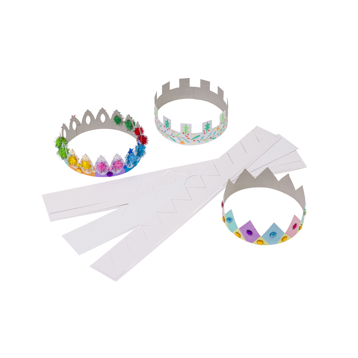 papierkronen, kinderkrone, bunt, fächer, band/ziertextil, tiara, Krone, Papierbastelei, Geburtstag, Papierstreifen