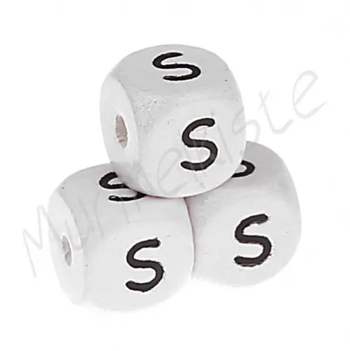 Buchstabenperlen weiß 10x10mm geprägt S 233 auf Lager