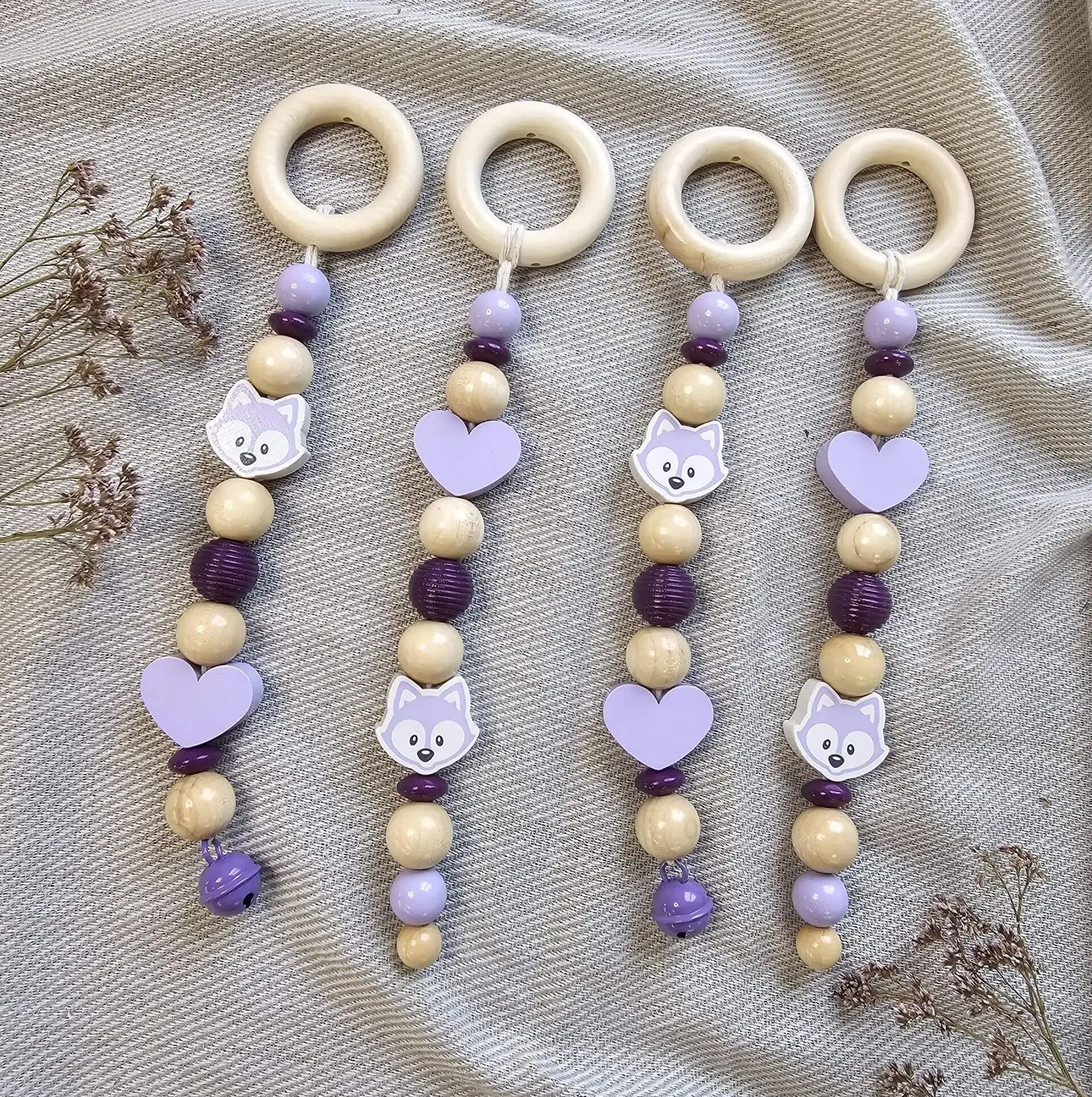 Play bow pendant "Fox" lilac - craft set of 4 