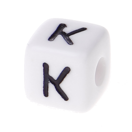 Plastic letter cube 10x10mm white/black - 10 pcs K 141 in stock 