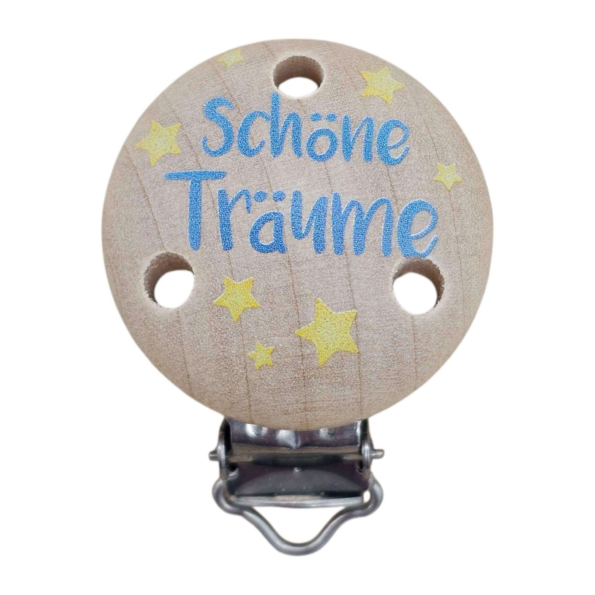 Schnullerclip "Schöne Träume" roh 12 auf Lager