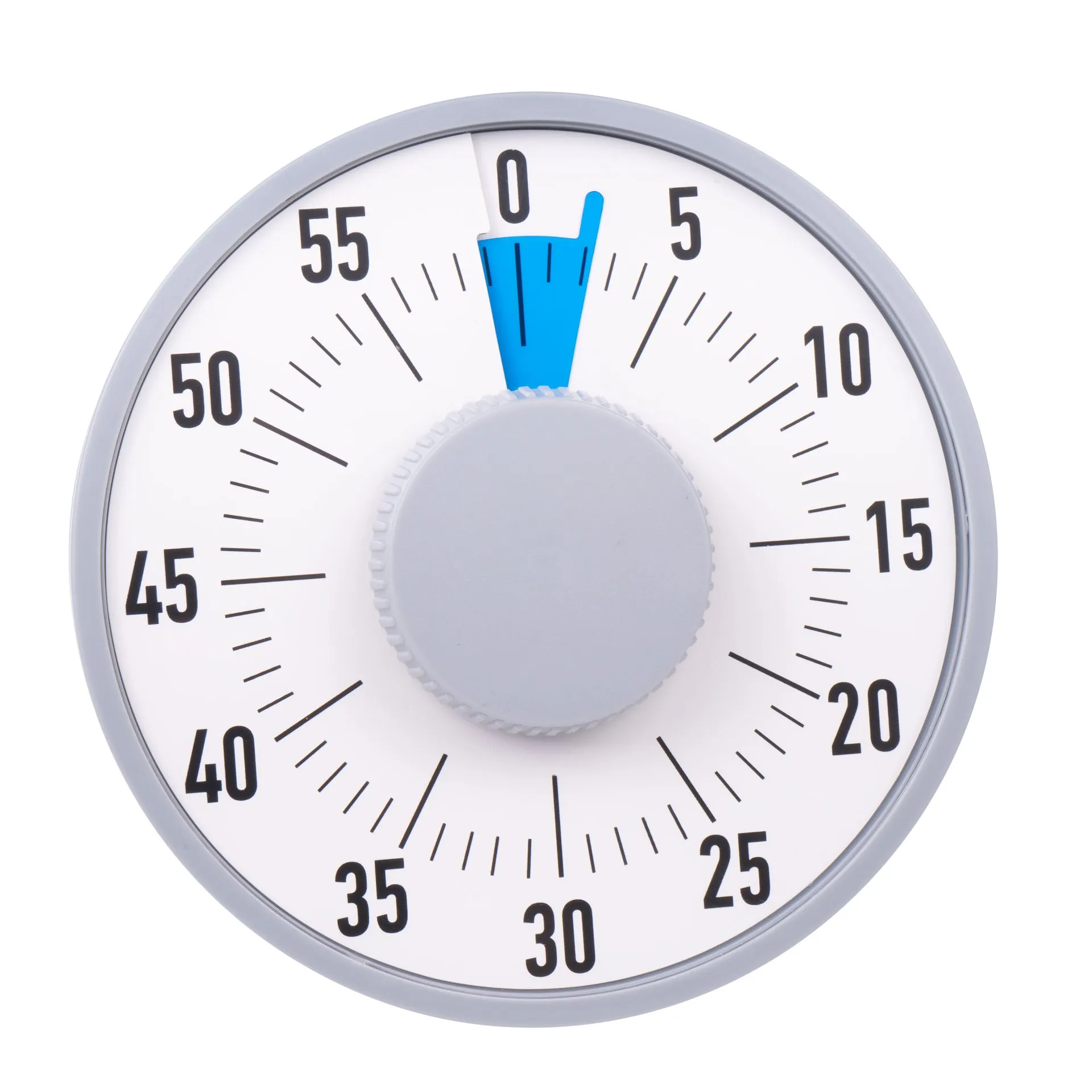 Küchentimer, mechanischer Timer, Dial-Timer, runder Timer, grauer Timer, Timer, Küche, mechanisch, Anzeige, rund