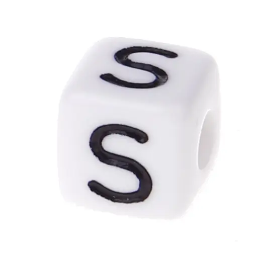Buchstabenwürfel Kunststoff 10x10mm weiß/schwarz • 10 Stk S 315 auf Lager