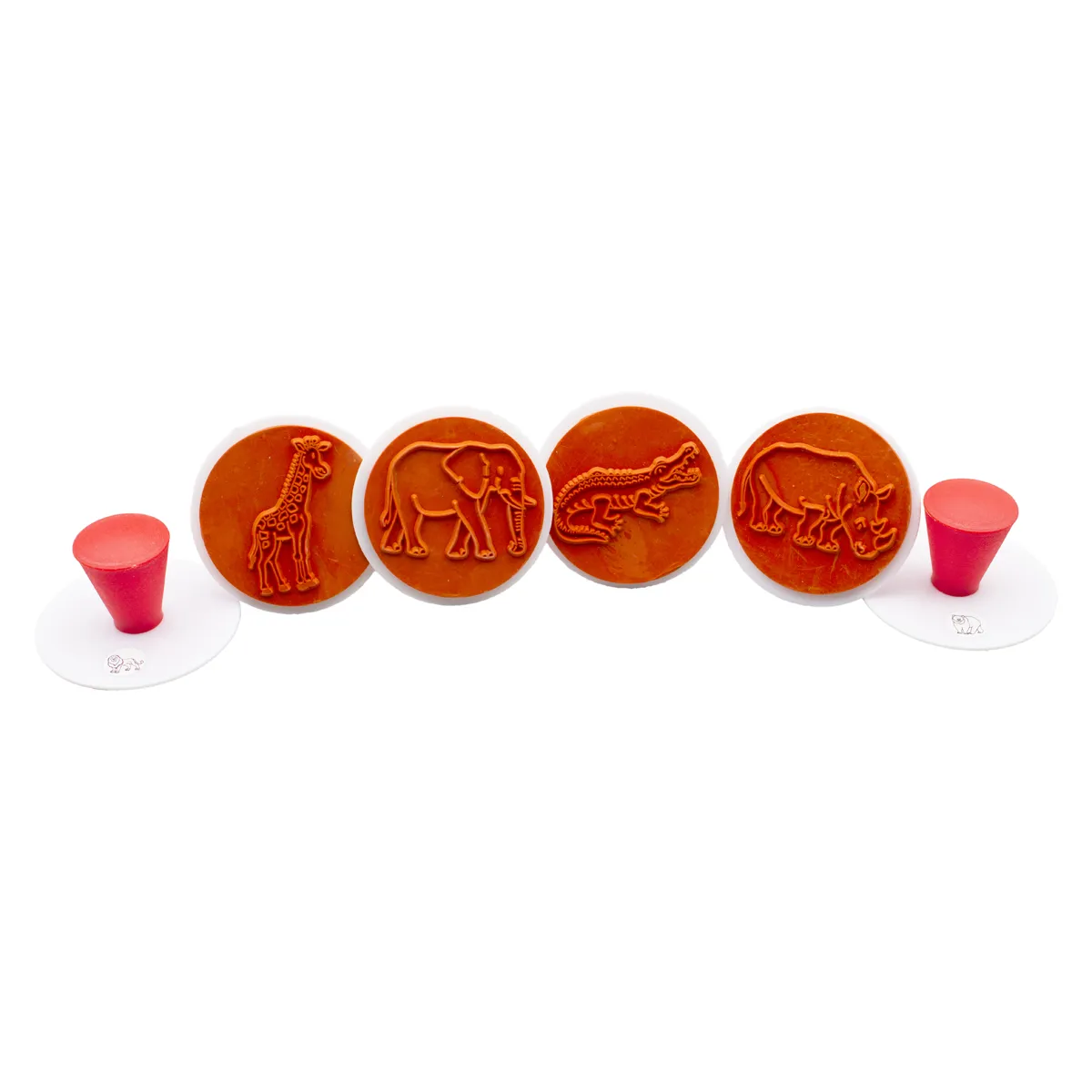 stamping, cookie cutter, tiered shapes, tiered animal shapes, orange-red, Ausstechformen, Tiermotive, Keksstempel, Backformen, Gummi-Ringe