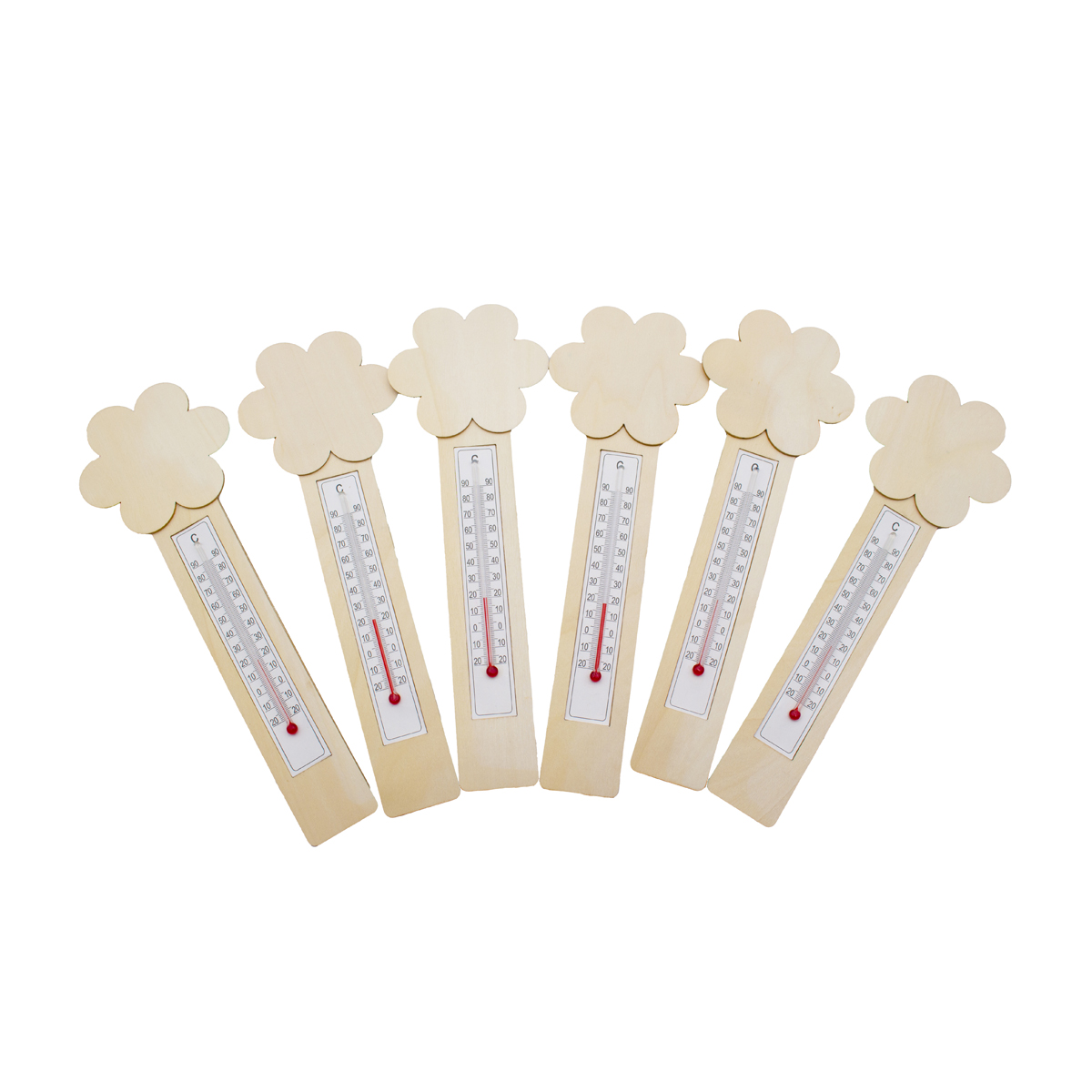Thermometer, Köhler, Holz, Kinder, Pflasterthermometer, Thermometer, Holz, Blumenkopf, Miniatur, analoger Thermometer