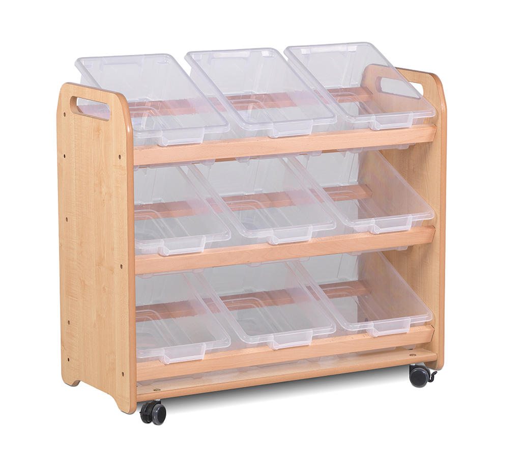Aufbewahrungswagen, Aufbewahrungsschale, Kastenwagen, Holzrahmen, Rollwagen, Aufbewahrungswagen, Kunststoffbehälter, Montessori Ordnung, Rollwagen, Schubladeneinsätze